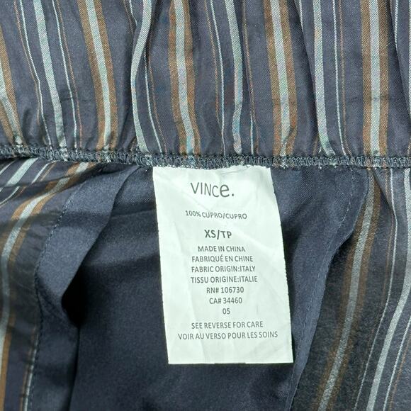VINCE Blue Brown Lightweight Pull On Elastic Waist Pants Striped Women's Size XS - Picture 5 of 7